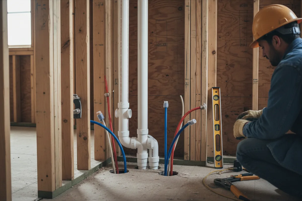 Drain and supply rough-in during Leak Detection in South Branch